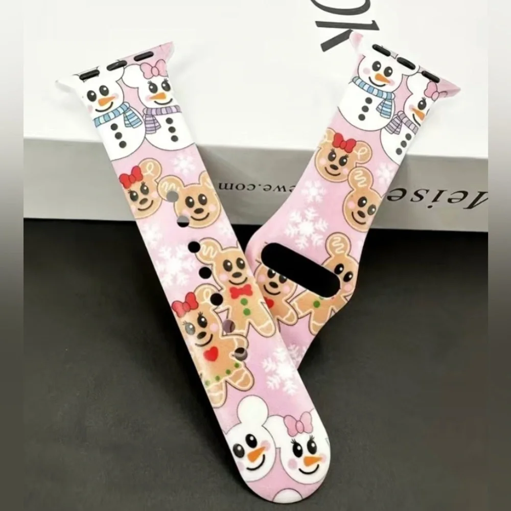 Mickey Mouse inspired snowman and gingerbread ears iWatch band.